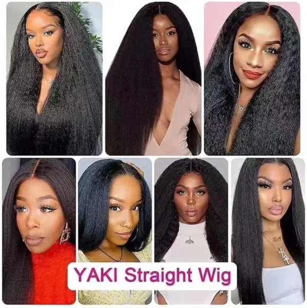 Caractéristique de la perruque sur la photo: Matière: virgin human hair Style: Yaki straight Lace: 5×5 Longueur: 36" Densité: 200% Couleur: 1B