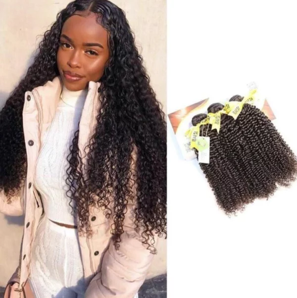 Caractéristique des mèches sur la photo: Matière: virgin human hair Style: Kinky curly Longueur: 30” Couleur: Naturelle – noir