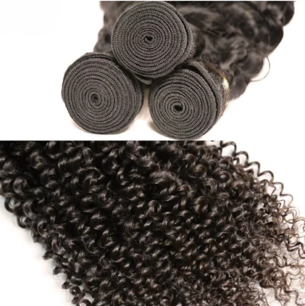 Caractéristique des mèches sur la photo: Matière: virgin human hair Style: Kinky curly Longueur: 30” Couleur: Naturelle – noir