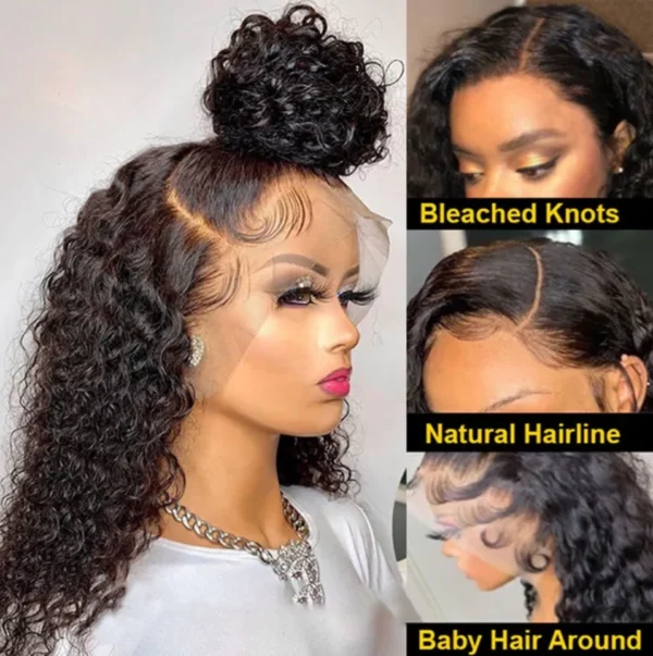 Caractéristique de la perruque sur la photo: Matière: virgin human hair Style: Kinky curly Lace: 13×6 Couleur: Naturelle – noir Longueur: 16” Densité: 200%
