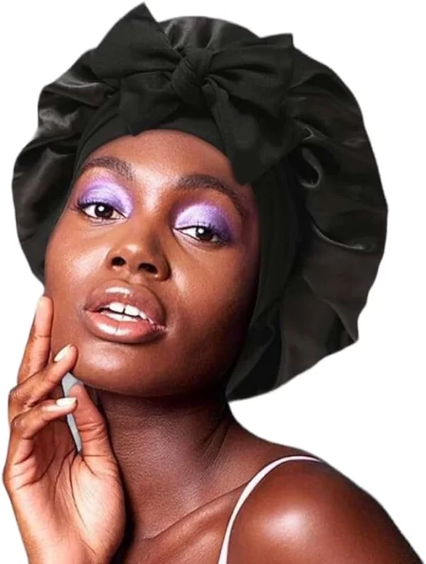 Black satin bonnet – Image 2