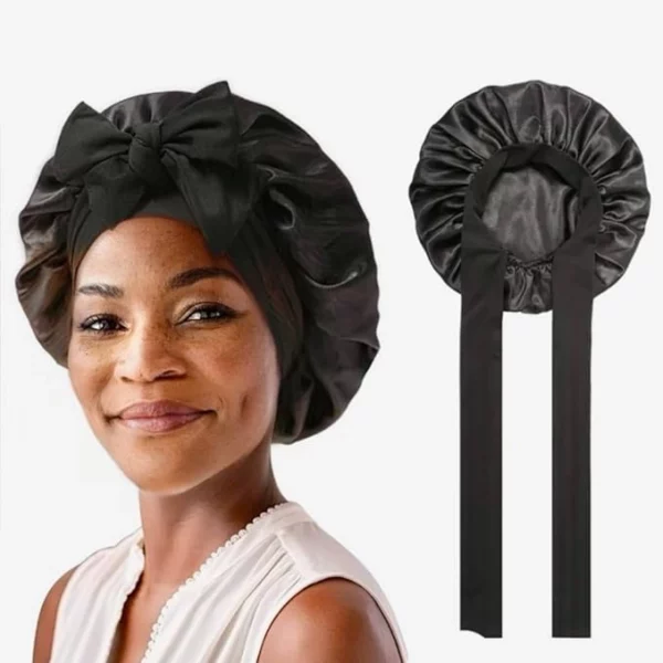 Black satin bonnet – Image 3