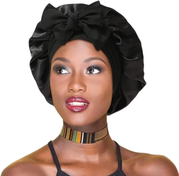 Black satin bonnet