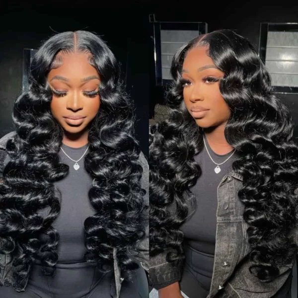 Caractéristique de la perruque sur la photo: Matière: virgin human hair Style: Loose deep Longueur: 28” Couleur: Naturelle – noir Lace: 13×4 Densité: 180%