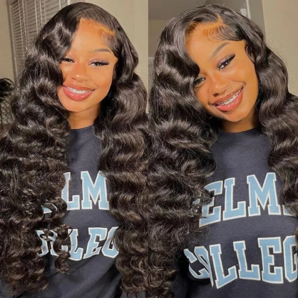 Caractéristique de la perruque sur la photo: Matière: virgin human hair Style: Loose deep Longueur: 28” Couleur: Naturelle – noir Lace: 13×4 Densité: 180%